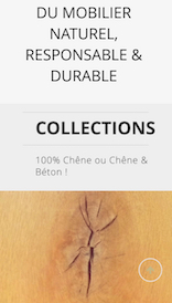Aperçu sur mobile du site internet e-commerce créé en responsive design pour la marque alsacienne Bloak qui réalise du mobilier artisanal en chêne & béton