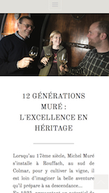 Aperçu sur mobile du site internet e-commerce créé en responsive design pour le site des Vins d'Alsace Muré
