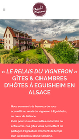 Apercu sur mobile du site web en responsive design pour les gites et chambres d'hôtes du Relais du Vigneron à Eguisheim en Alsace
